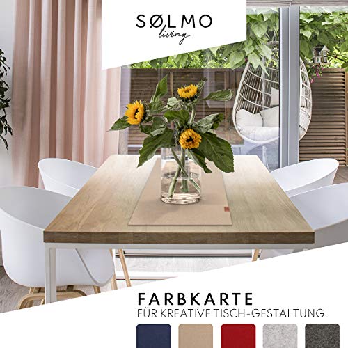 Sølmo I Camino de mesa de diseño de fieltro, 100 x 30 cm, lavable, con etiqueta de piel, mesa escandinava, alfombra de fieltro para primavera y primavera (Sahara Dust)