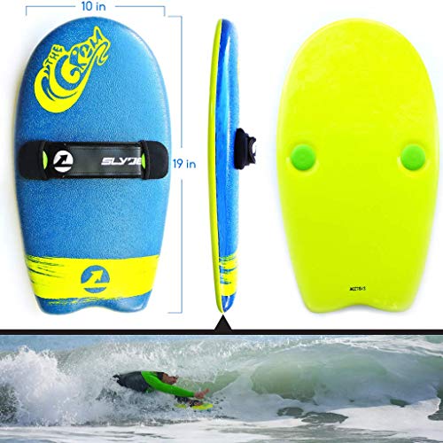 Slyde Handboards Grom Soft Top Bodysurfing Handboard/Handplane (azul marino y limón eléctrico)