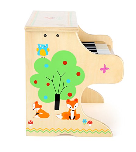 Small Foot 10724 Piano de Piano con Aplicaciones de diseño de Animales, Juguete de Madera para los niños con una Escala para Primera músicos, estimula la Creatividad