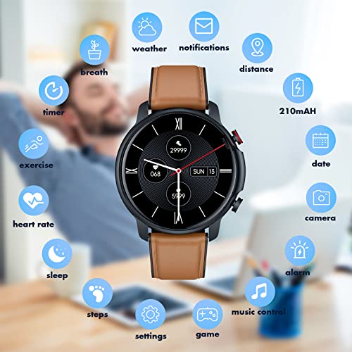 Smartwatch Reloj Inteligente Hombre Pulsómetro: Impermeable IP68 Digital Pulsera Actividad Inteligente con Monitor de Sueño Calorias Cronometro Podómetro 1.32 Pulgadas Reloj Deportivo para iOS Android