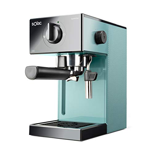 Solac CE4504 Squissita Easy Blue - Cafetera espresso, 20 bar, Double Cream, Espresso y Cappuccino, 1050 W, Portafiltros 1 ó 2 cafés, Monodosis/molido, Vaporizador de acero inoxidable, 1.5 l, Azul