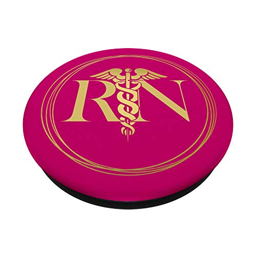 Soporte para teléfono Caduceus "RN" rosa para enfermeras registradas PopSockets PopGrip Intercambiable