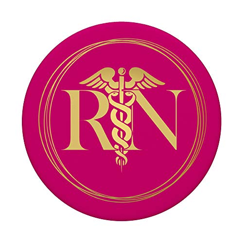 Soporte para teléfono Caduceus "RN" rosa para enfermeras registradas PopSockets PopGrip Intercambiable