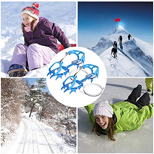 Sora Crampones de Clavos de Escalada, Tacos de tracción para Nieve de aleación de Aluminio de 14 Dientes, Alta Resistencia para Caminar sobre Nieve/Hielo((43.5 Yards Blue))