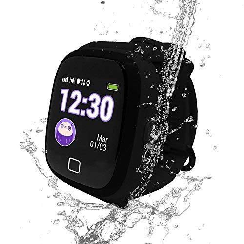 SoyMomo H2O Reloj Inteligente para Niños con GPS y Botón SOS, Móvil para niños con Ranura para SIM Que Permite Llamadas y Mensajes, Smartwatch para Niños con Rastreador GPS Resistente al Agua (Negro)