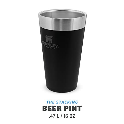 Stanley Adventure Stacking Beer Pint 0.47L Matte Black – Termo Mantiene la Cerveza Fría 4 horas - Jarra Cerveza Acero Inoxidable - Aislamiento al Vacío de Doble Pared - Apta Para Lavavajillas