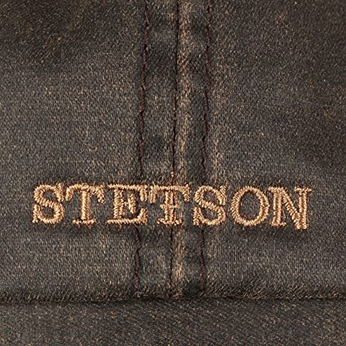 Stetson Gorra Hatteras Old Cotton Ear Flap Hombre - Newsboy de Invierno con Visera, Orejeras, Forro, Forro otoño/Invierno - S (54-55 cm) marrón