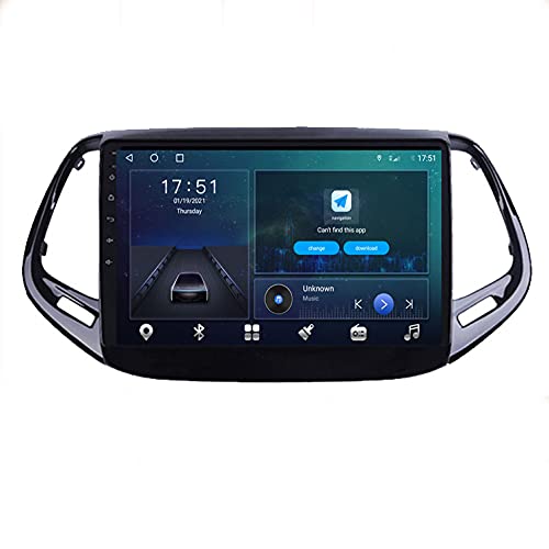 STTTBD 9"Android 10.0 2 DIN Radio De Navegación para Jeep Compass 2017-2019 Soporte Bluetooth USB WiFi Pantalla Táctil Reproductor De Video Multimedia Navegación GPS Autoradio(Color:4G+WiFi 4G+64G)