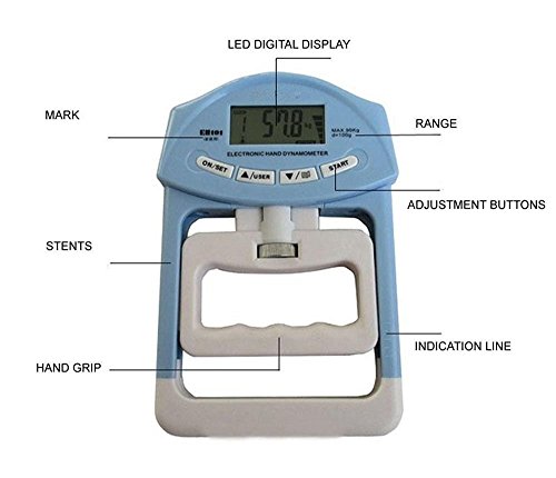 SUAVER 200 Lb/90 kg Dinamómetro Digital de mano fuerza de agarre Medición Meter Auto captura mano Grip de alimentación