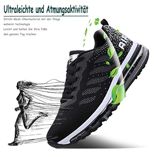 Sumateng Zapatillas de Deportes Hombre Mujer Zapatos Deportivos Aire Libre para Correr Calzado Sneakers Gimnasio Casual Black White 39 EU