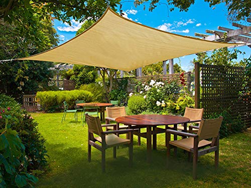 Sunnylaxx Vela de Sombra Cuadrado 4x4m(HDPE), toldo Resistente y Transpirable, para Exteriores, jardín, Color Arena