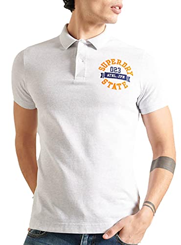 Superdry Classic SUPERSTATE S/S Polo, Blanco (Ice Marl 54g), M para Hombre