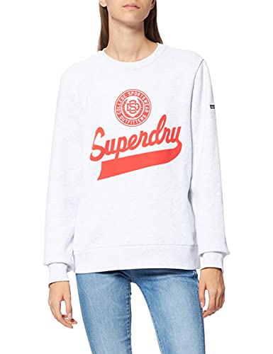 Superdry Script Style Col Crew Jersey, Ice Marl, S para Mujer