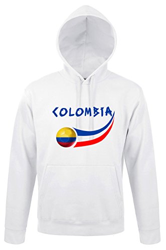 Supportershop – Sweatshit con Capucha Colombia Hombre, Color Blanco, FR: M (Talla Fabricante: M)