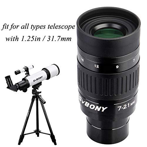 Svbony SV135 Ocular Telescopio Zoom,1,25" Zoom Telescopio Ocular 7mm-21mm, Película Verde FMC Telescopio Accesorios