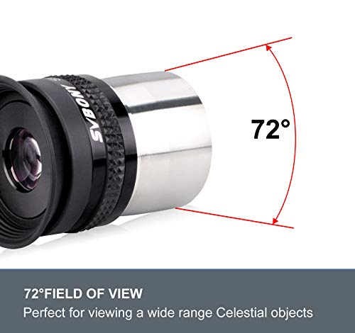Svbony SV136 Ocular Telescopio 1.25",Ocular Gran Angular de 72°,Ocular Acromático 9mm para Telescopio y Filtros