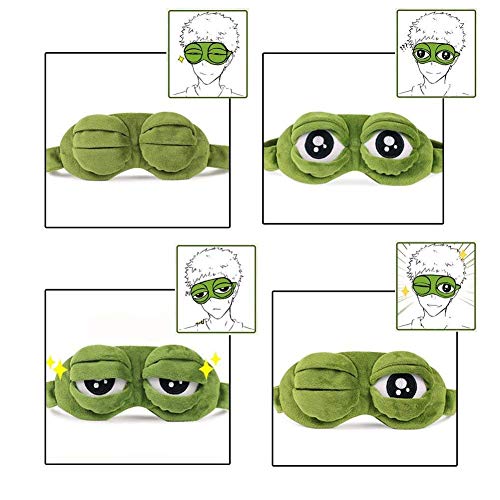 SwirlColor Antifaz para Dormir 3D Máscara de Ojo de Rana, Antifaz para Dormir Gracioso Pelusa con Vendas para Los Ojos Verde