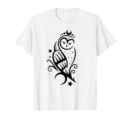 Tatuaje Luna Búho - Universo y Estrellas - Búho Nieve - Animal Camiseta