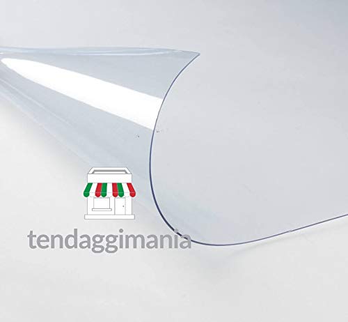 TENDAGGIMANIA ® PVC transparente plastificado cristal 100 % impermeable, varios usos, altura del rollo 140 cm, venta por medio metro lineal (grosor 0,80 mm)