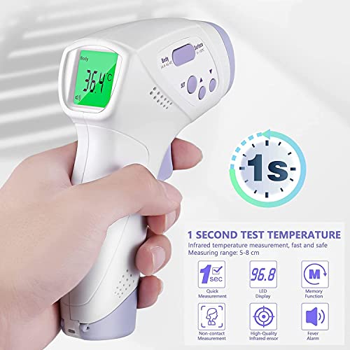 Termómetro de frente, termómetro infrarrojo digital para niños y adultos, termómetro digital sin contacto con lectura instantánea precisa, alarma de fiebre para medir la temperatura corporal