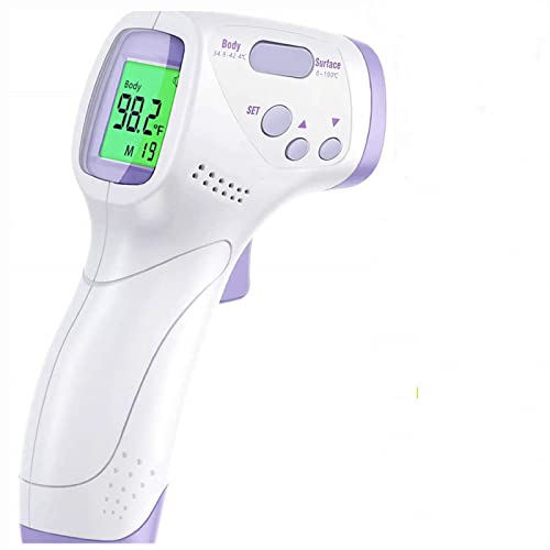 Termómetro de frente, termómetro infrarrojo digital para niños y adultos, termómetro digital sin contacto con lectura instantánea precisa, alarma de fiebre para medir la temperatura corporal