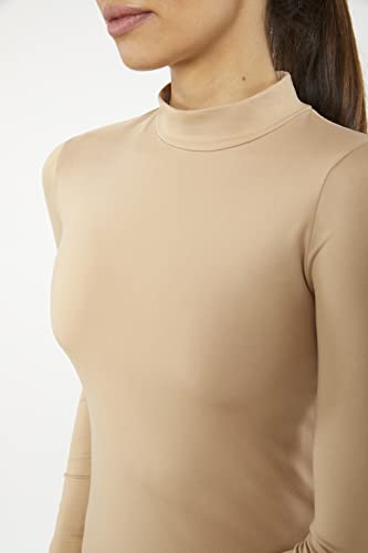 tex leaves Camiseta Interior Térmica para Mujer - Cuello Alto - Colores a Elegir (Beige, XL)