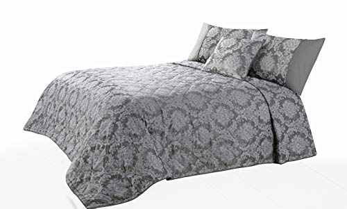 The Bed Linen Store - Juego de ropa de cama, diseño de damasco, color gris, algodón mixto, gris, Cushion Cover (43 x 43cm)