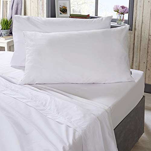 The Bed Linen Store - Sábana encimera (100% algodón, 180 hilos, percal, 5 colores disponibles), algodón, Blanco, matrimonio grande