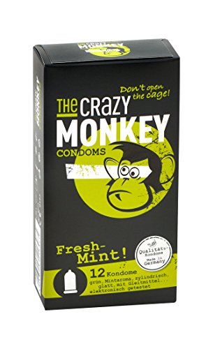 The Crazy Monkey Condoms - Fresh Mint - Condones verdes con sabor a menta - 12 condones - Made in Germany
