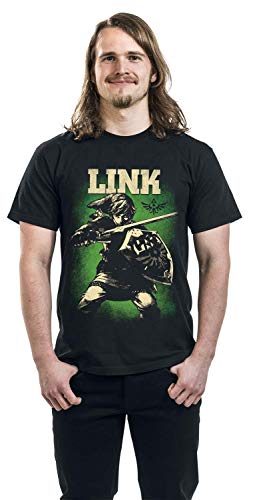 The Legend of Zelda Link - Hero of Hyrule Hombre Camiseta Negro L, 100% algodón, Regular