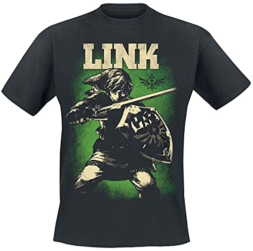 The Legend of Zelda Link - Hero of Hyrule Hombre Camiseta Negro L, 100% algodón, Regular