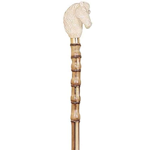 The Walking Stick Company - Bastón de bambú (94 cm), diseño de cabeza de caballo, color marfil