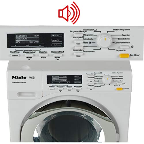 Theo Klein 6941 Lavadora Miele - Cuatro programas de lavado y sonido original - Funcionamiento con y sin agua - Juguete para niños a partir de 3 años