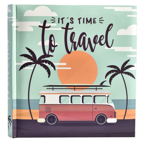 TIENDA EURASIA® Album de Fotos 10x15 cm - Album para 200 Fotos - Tapa de Diseño Estampado Travel Rigida - Album de Fotos con Fundas (Bus)