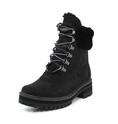 Timberland Women's Courmayeur Valley WP 6in with Shearling, Black Nubuck, 6.5 M US
