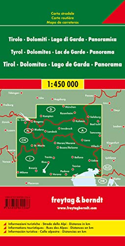 Tirol y Dolomitas en panorama. Escala 1:450.000. Freytag & Bernt.: Panorama Wegenkaart 1:450 000: AK 26 (Auto karte)