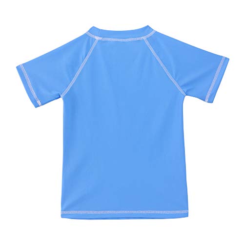 TIZAX Camiseta natación con protección Solar para niños Traje de baño de Manga Corta Rashguard para Surf/Nadando/Buceo/Playa Azul 104