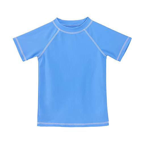 TIZAX Camiseta natación con protección Solar para niños Traje de baño de Manga Corta Rashguard para Surf/Nadando/Buceo/Playa Azul 104