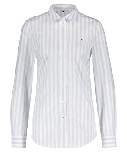 Tommy Hilfiger ORG Cotton Regular Shirt LS Camisa, Banker STP/Breezy Blue, 38 para Mujer