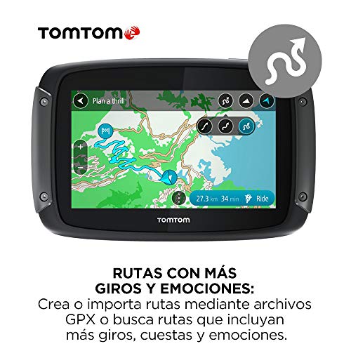TomTom Rider 50 - GPS para motocicletas (4,3 pulgadas con carreteras montañosas, actualizaciones mediante Wi-Fi, compatible Siri y Google Now, Traffic y Radares de tráfico para 3 meses, 24 mapas)