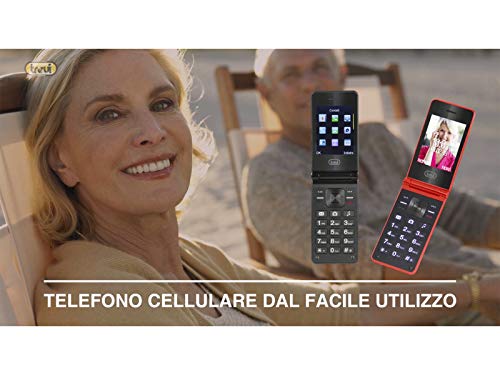 Trevi Flex Plus 75 Senior - Teléfono móvil con Doble Pantalla y función de Concha, Botones Grandes, función de Llamada rápida, Bluetooth, Radio FM, cámara, Color Negro