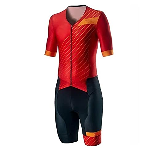 Triatlón de hombres triathlon, triatlón de verano, equipo de trabajo, traje de una pieza, traje de verano con bolsillos DFKE (Color : F, Size : Large)