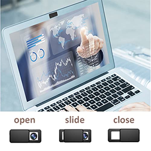 TRILINK Cubierta Webcam, 6 Tapas Webcam Cover Deslizantes UltraFinas para Cámara Web de Portátil, iMac, MacBook Pro, Mac, Ordenador, Smartphone, Tablets Protege tu Privacidad y Seguridad (Negro)