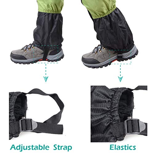 TRIWONDER Polainas Impermeable de Senderismo para piernas a Prueba de Viento Nieve Lluvia para Montaña Caza Esquí Escalada (1 Par) (Naranja y Negro)
