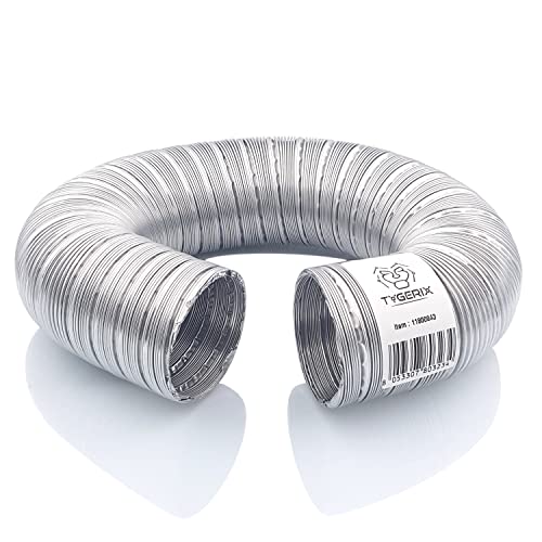 TYGERIX Tubo flexible de aluminio diámetro 60 mm | Extensible hasta 1,2 metros | Alta resistencia al calor hasta 250 °C | Más grosor y más resistencia