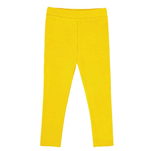 Ugitopi Leggings de Algodón de Color Liso para Niña de 3 a 10 años (Yellow, 150)
