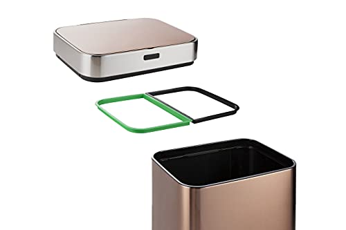 UMUZI CLEANING Cubo de cocina doble 75 L dorado, cubo doble antiolor, cubos dobles con Sensor Reciclaje y basura