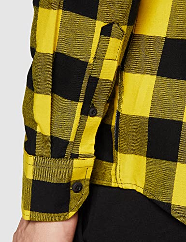 Urban Classics Checked Flanell Shirt Camisa, Multicolor (Blk/Honey), L para Hombre