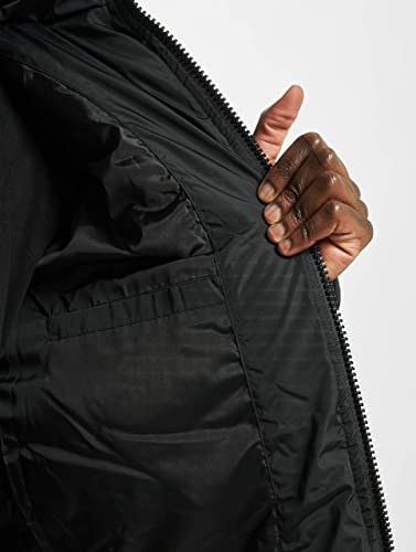 Urban Classics Hooded Puffer Jacket With Quilted Interior, Chaquetón De Invierno Con Cremallera Y Puños Elásticos, Abrigo En Color Black, Talla M, para Hombre, black, 5XL
