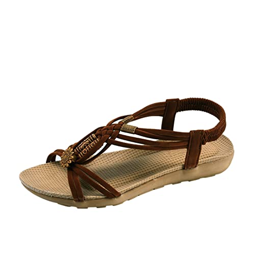 URIBAKY - Zapatillas planas sin cordones para mujer, zapatos de verano, con diseño de calzado, zapatos de verano, marrón, 40 EU